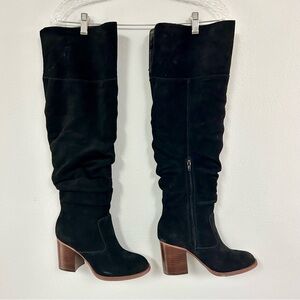 CROWN VINTAGE 👸🏻 Gio Oiled Suede Black Over the Knee Boots - Size 8.5